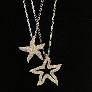 Swarovski Holly Starfish Double Strand Rhodium-Plated Silver Necklace
